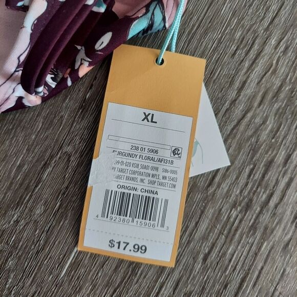 Kona Sol Medium Coverage Hipster Burgundy Floral Bikini Bottoms X-Large - Picture 5 of 5